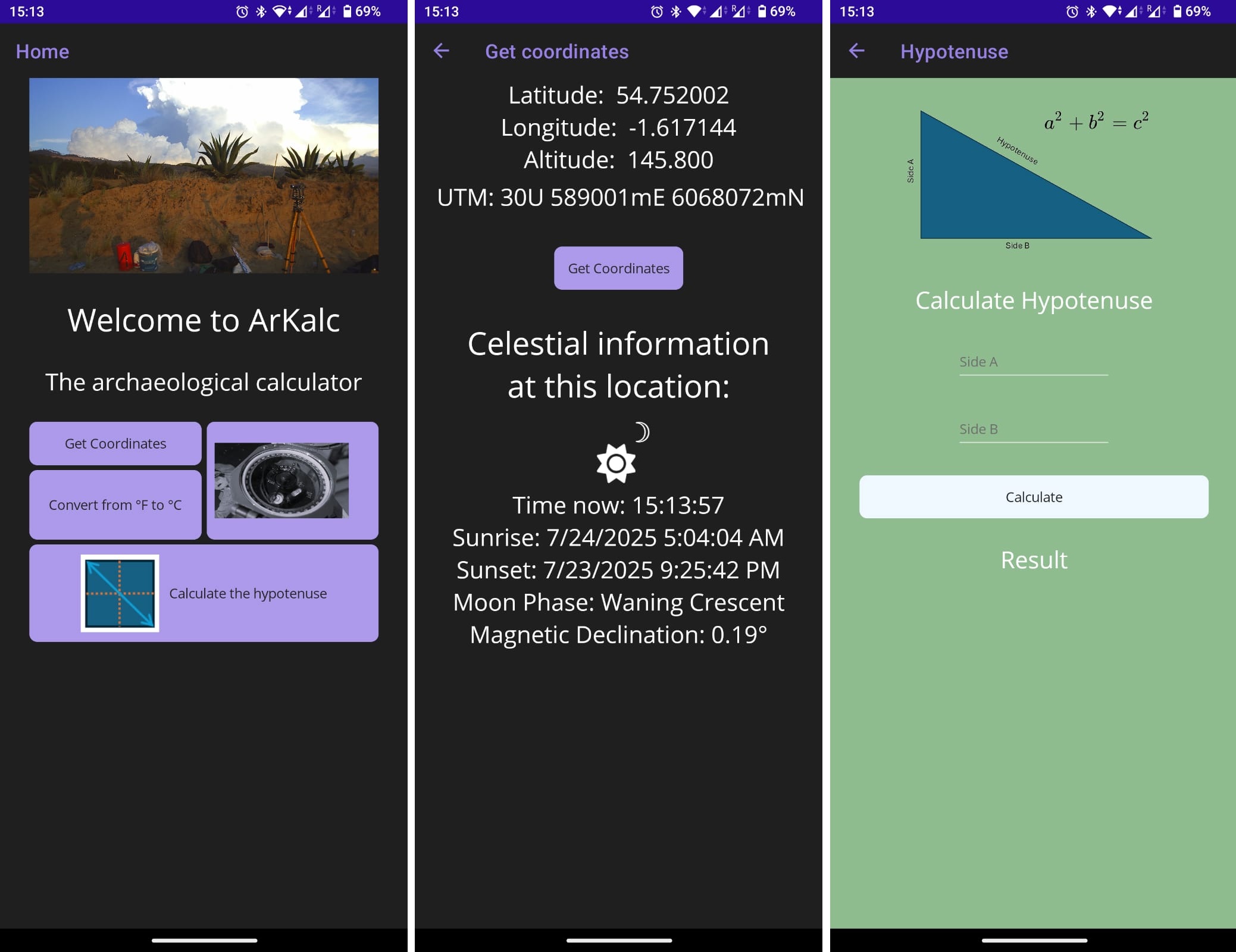 ArKalc screens are shown