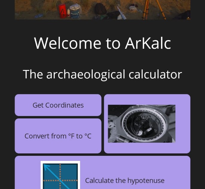 ArKalc splash and intro screen